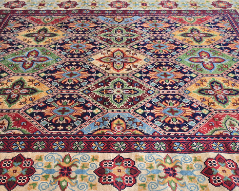 5x5 Yousafi Multicolor Afghan Hand Knotted Square Wool Area Rug